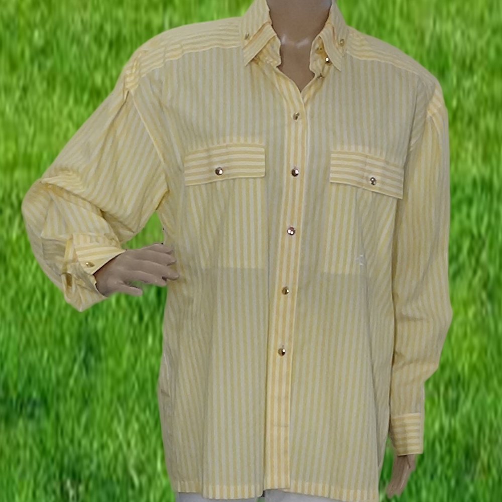 Escada Women's Yellow Button Down Blouse Size 10